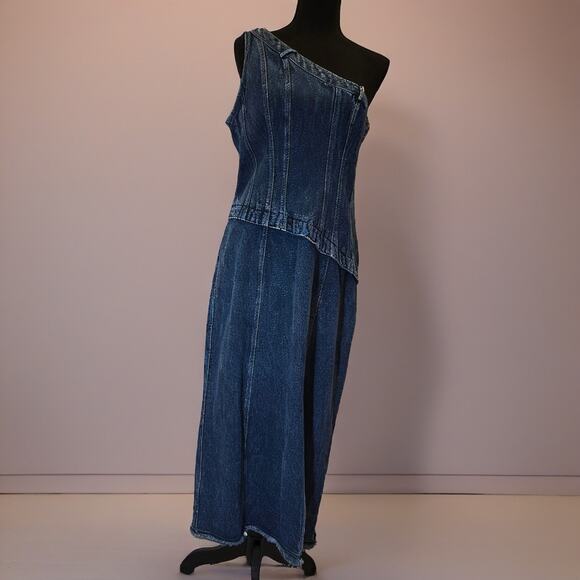 Anthropologie  Forever That Girl Camila One Shoulder Denim Dress - Picture 4 of 10